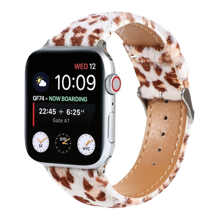 Horsehair Fluffy Leopard Print Leather Watch Strap, For Apple Watch Ultra 49mm / Series 8&amp;7 45mm / SE 2&amp;6&amp;SE&amp;5&amp;4 44mm / 3&amp;2&amp;1 42mm, For Apple Watch Series 8&amp;7 41mm / SE 2&amp;6&amp;SE&amp;5&amp;4 40mm / 3&amp;2&amp;1 38mm