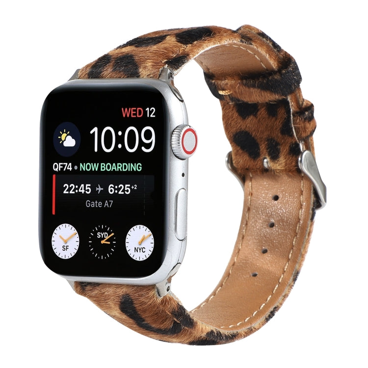 Horsehair Fluffy Leopard Print Leather Watch Strap, For Apple Watch Ultra 49mm / Series 8&amp;7 45mm / SE 2&amp;6&amp;SE&amp;5&amp;4 44mm / 3&amp;2&amp;1 42mm, For Apple Watch Series 8&amp;7 41mm / SE 2&amp;6&amp;SE&amp;5&amp;4 40mm / 3&amp;2&amp;1 38mm