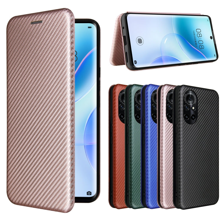 Carbon Fiber Texture Magnetic Horizontal Flip TPU + PC + PU Leather Case with Card Slot, For Huawei nova 8 5G, For vivo Y52s 5G / iQOO U3