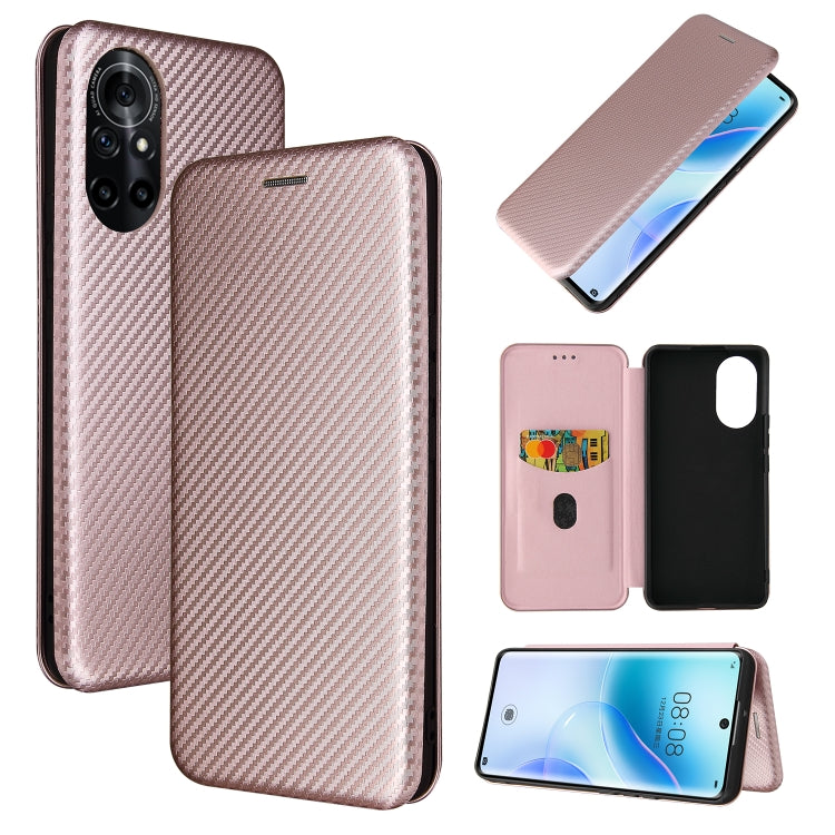 Carbon Fiber Texture Magnetic Horizontal Flip TPU + PC + PU Leather Case with Card Slot, For Huawei nova 8 5G, For vivo Y52s 5G / iQOO U3