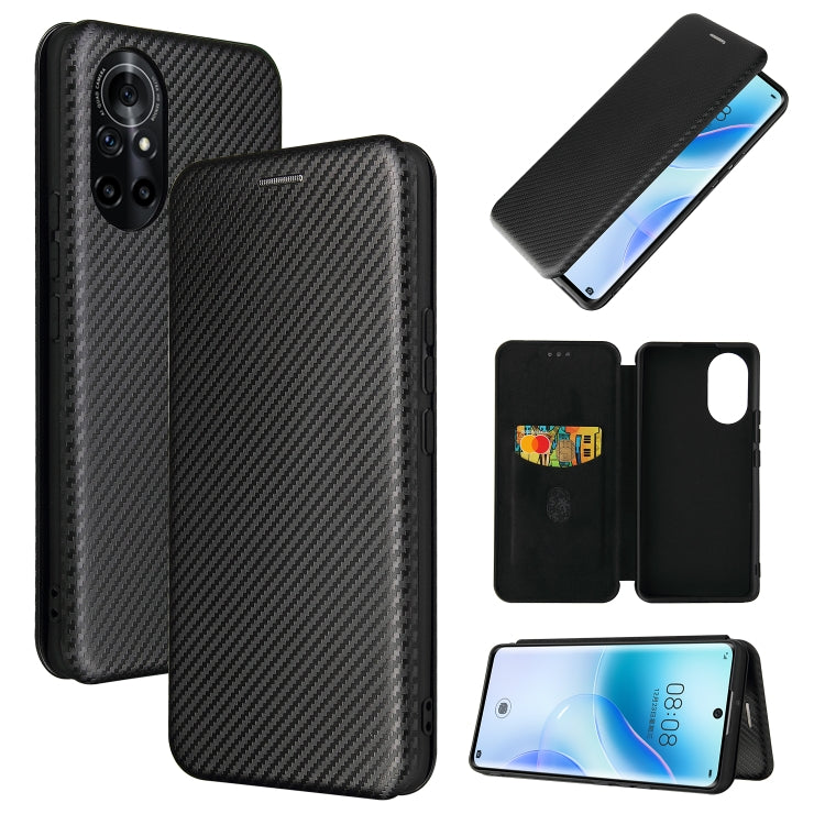 Carbon Fiber Texture Magnetic Horizontal Flip TPU + PC + PU Leather Case with Card Slot, For Huawei nova 8 5G, For vivo Y52s 5G / iQOO U3