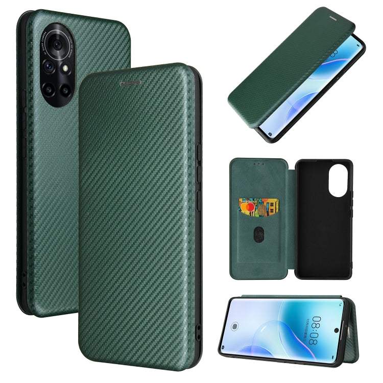 Carbon Fiber Texture Magnetic Horizontal Flip TPU + PC + PU Leather Case with Card Slot, For Huawei nova 8 5G, For vivo Y52s 5G / iQOO U3