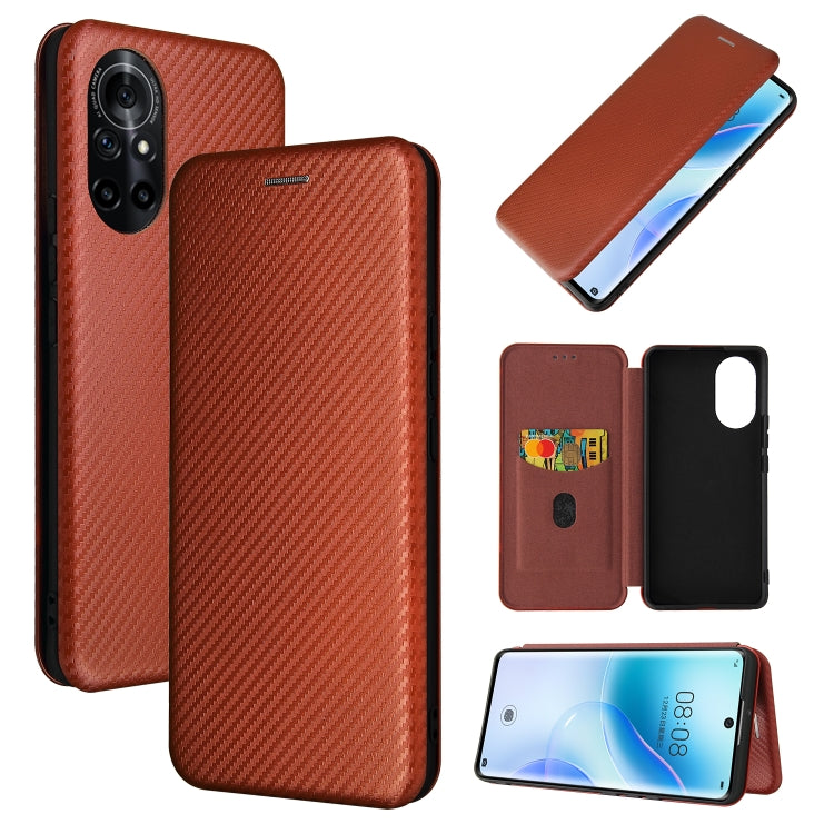 Carbon Fiber Texture Magnetic Horizontal Flip TPU + PC + PU Leather Case with Card Slot, For Huawei nova 8 5G, For vivo Y52s 5G / iQOO U3