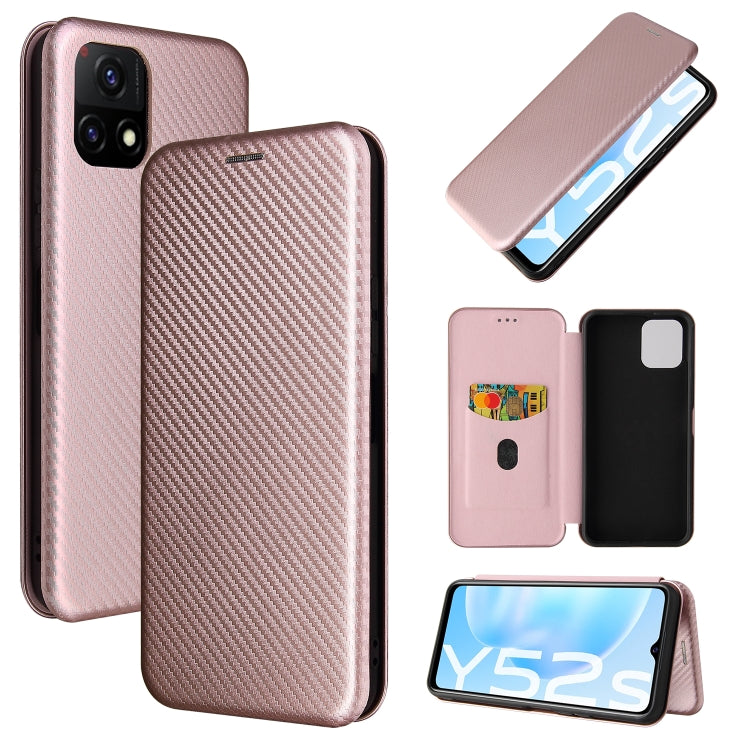 Carbon Fiber Texture Magnetic Horizontal Flip TPU + PC + PU Leather Case with Card Slot, For Huawei nova 8 5G, For vivo Y52s 5G / iQOO U3