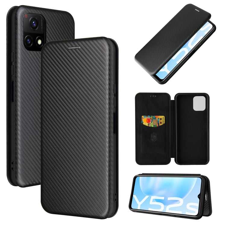 Carbon Fiber Texture Magnetic Horizontal Flip TPU + PC + PU Leather Case with Card Slot, For Huawei nova 8 5G, For vivo Y52s 5G / iQOO U3