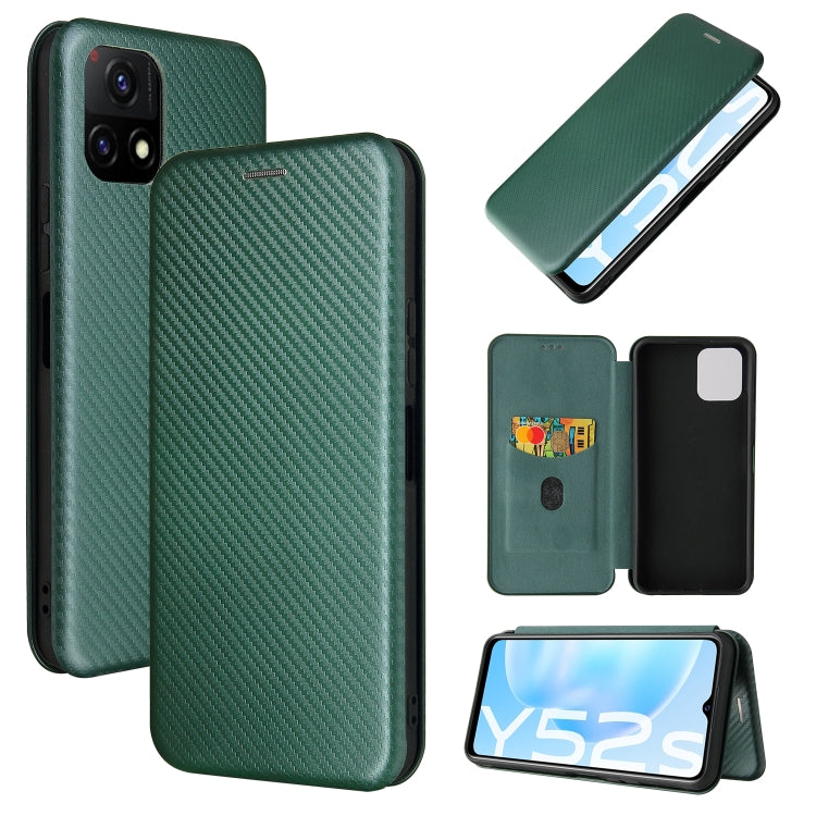 Carbon Fiber Texture Magnetic Horizontal Flip TPU + PC + PU Leather Case with Card Slot, For Huawei nova 8 5G, For vivo Y52s 5G / iQOO U3