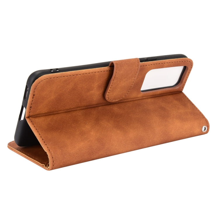 Solid Color Skin Feel Magnetic Buckle Horizontal Flip Calf Texture PU Leather Case with Holder & Card Slots & Wallet