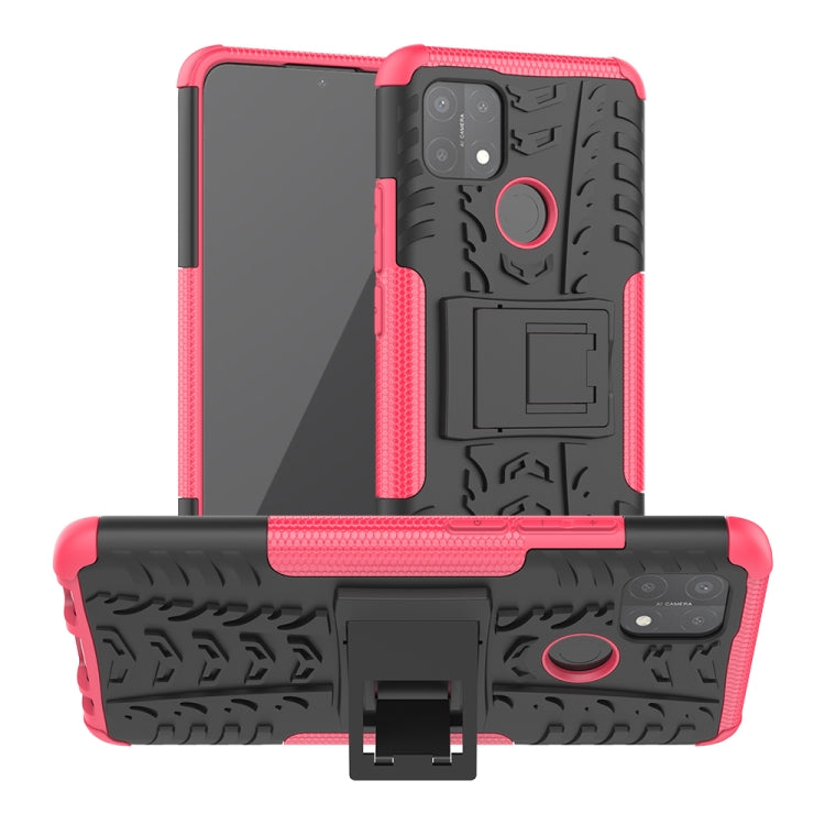 Tire Texture Shockproof TPU+PC Protective Case with Holder, For OPPO A15