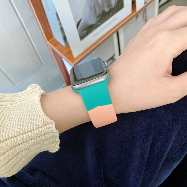 Silicone Color Matching Replacement Watchbands For Apple Watch Series 6 & SE & 5 & 4 40mm / 3 & 2 & 1 38mm, For Apple Watch 40mm/38mm(Black+Red+White), For Apple Watch 40mm/38mm(Red+White+Black), For Apple Watch 40mm/38mm(Light Blue+Dark Blue+Yellow)��...