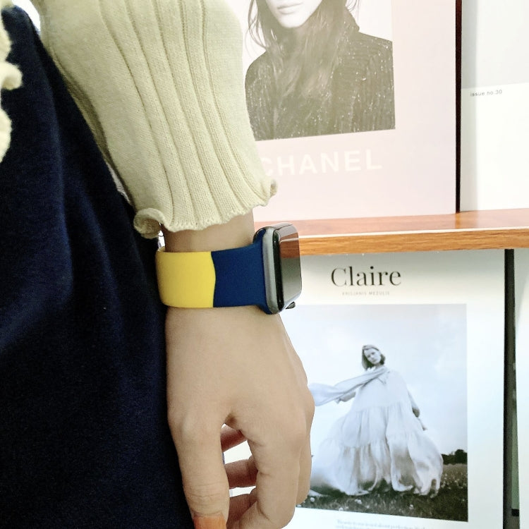 Silicone Color Matching Replacement Watchbands For Apple Watch Series 6 & SE & 5 & 4 40mm / 3 & 2 & 1 38mm, For Apple Watch 40mm/38mm(Black+Red+White), For Apple Watch 40mm/38mm(Red+White+Black), For Apple Watch 40mm/38mm(Light Blue+Dark Blue+Yellow)��...