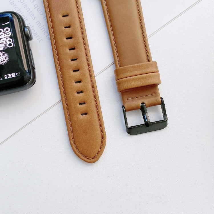 Crazy Horse Texture + Flat Texture Leather Replacement Watchbands For Apple Watch Series 6 &amp; SE &amp; 5 &amp; 4 40mm / 3 &amp; 2 &amp; 1 38mm, For Apple Watch Series 7 41mm / 6 &amp; SE &amp; 5 &amp; 4 40mm / 3 &amp; 2 &amp; 1 38mm