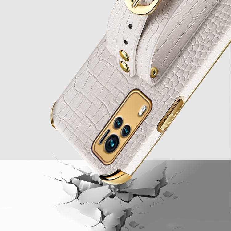 Electroplated TPU Crocodile Pattern Leather Case with Wrist Strap, For vivo X60, For vivo X60 Pro, For vivo Y52s 5G