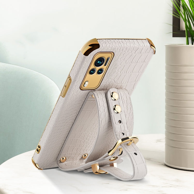 Electroplated TPU Crocodile Pattern Leather Case with Wrist Strap, For vivo X60, For vivo X60 Pro, For vivo Y52s 5G