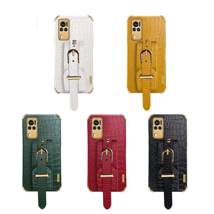 Electroplated TPU Crocodile Pattern Leather Case with Wrist Strap, For vivo X60, For vivo X60 Pro, For vivo Y52s 5G