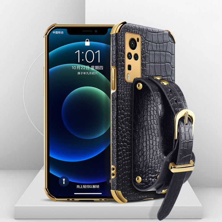 Electroplated TPU Crocodile Pattern Leather Case with Wrist Strap, For vivo X60, For vivo X60 Pro, For vivo Y52s 5G