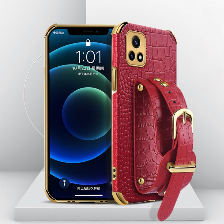 Electroplated TPU Crocodile Pattern Leather Case with Wrist Strap, For vivo X60, For vivo X60 Pro, For vivo Y52s 5G