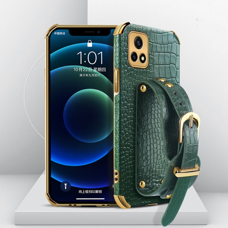 Electroplated TPU Crocodile Pattern Leather Case with Wrist Strap, For vivo X60, For vivo X60 Pro, For vivo Y52s 5G