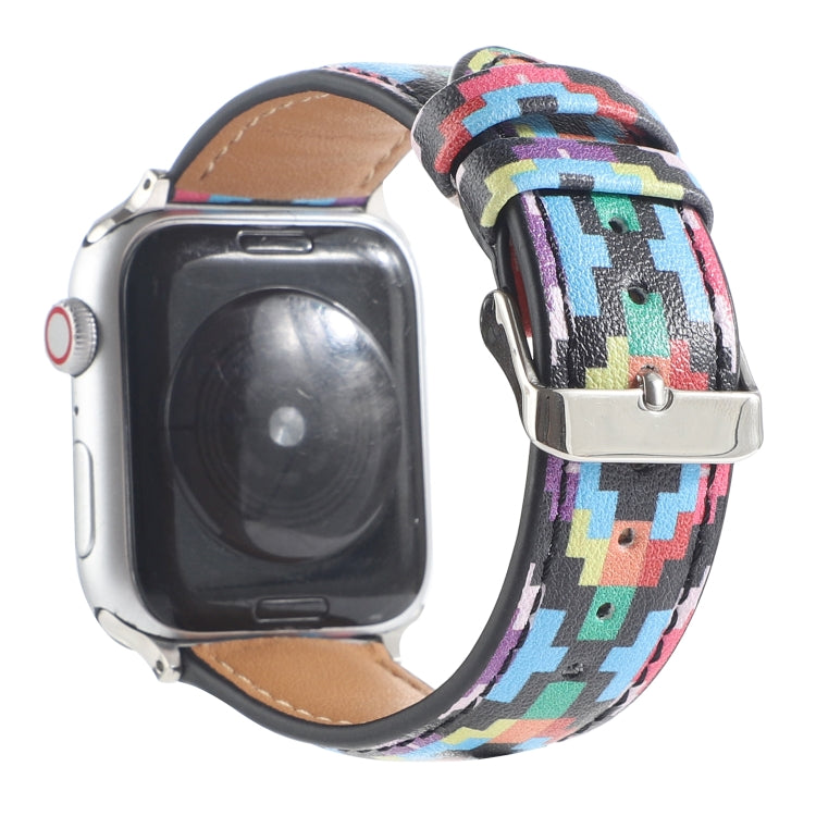 Marble Ethnic Style Printed Leather Watchband For Apple Watch Series 6 &amp; SE &amp;, 5 &amp; 4 44mm / 3 &amp; 2 &amp; 1 42mm, 5 &amp; 4 40mm / 3 &amp; 2 &amp; 1 38mm