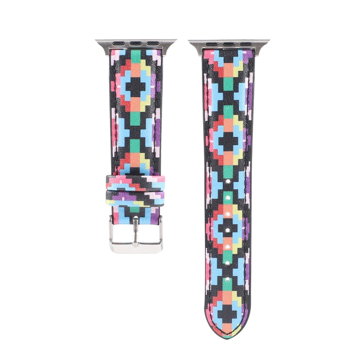 Marble Ethnic Style Printed Leather Watchband For Apple Watch Series 6 &amp; SE &amp;, 5 &amp; 4 44mm / 3 &amp; 2 &amp; 1 42mm, 5 &amp; 4 40mm / 3 &amp; 2 &amp; 1 38mm