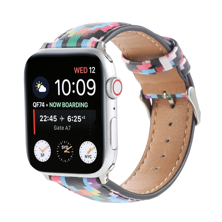 Marble Ethnic Style Printed Leather Watchband For Apple Watch Series 6 &amp; SE &amp;, 5 &amp; 4 44mm / 3 &amp; 2 &amp; 1 42mm, 5 &amp; 4 40mm / 3 &amp; 2 &amp; 1 38mm