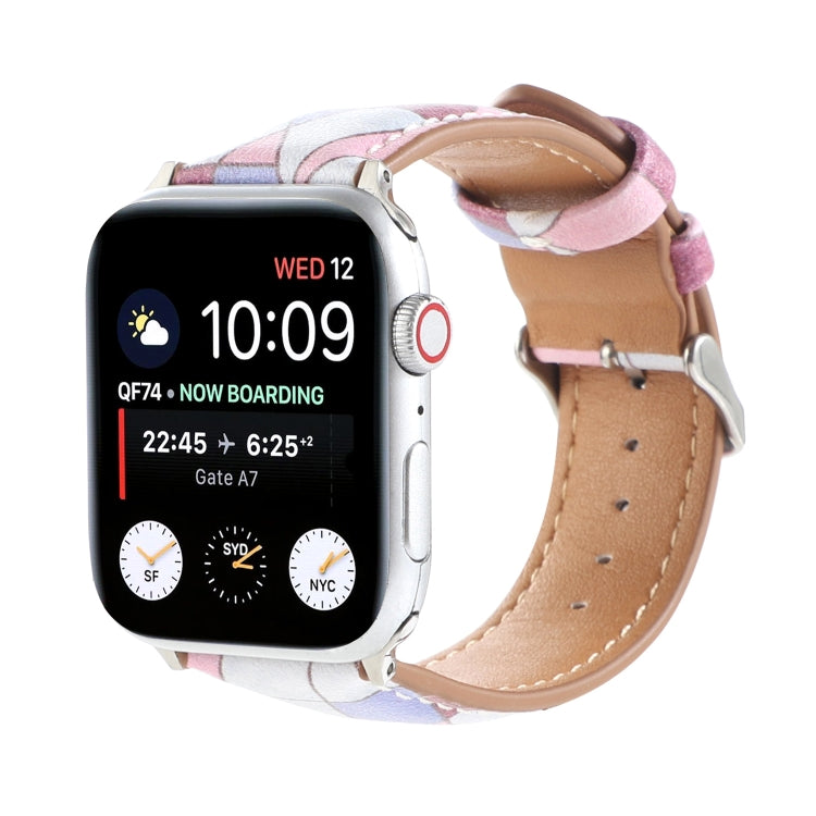 Marble Ethnic Style Printed Leather Watchband For Apple Watch Series 6 &amp; SE &amp;, 5 &amp; 4 44mm / 3 &amp; 2 &amp; 1 42mm, 5 &amp; 4 40mm / 3 &amp; 2 &amp; 1 38mm