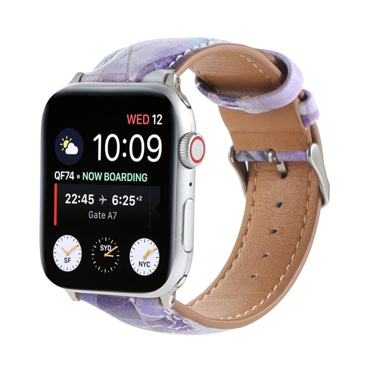 Marble Ethnic Style Printed Leather Watchband For Apple Watch Series 6 &amp; SE &amp;, 5 &amp; 4 44mm / 3 &amp; 2 &amp; 1 42mm, 5 &amp; 4 40mm / 3 &amp; 2 &amp; 1 38mm