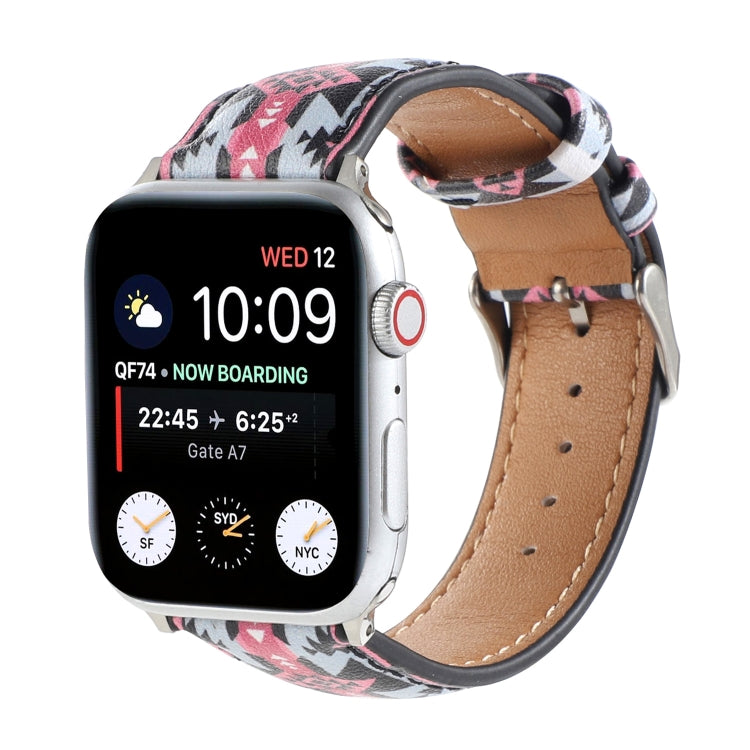 Marble Ethnic Style Printed Leather Watchband For Apple Watch Series 6 &amp; SE &amp;, 5 &amp; 4 44mm / 3 &amp; 2 &amp; 1 42mm, 5 &amp; 4 40mm / 3 &amp; 2 &amp; 1 38mm