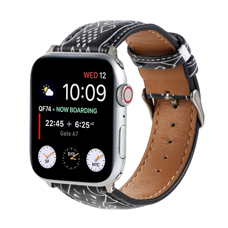 Marble Ethnic Style Printed Leather Watchband For Apple Watch Series 6 &amp; SE &amp;, 5 &amp; 4 44mm / 3 &amp; 2 &amp; 1 42mm, 5 &amp; 4 40mm / 3 &amp; 2 &amp; 1 38mm