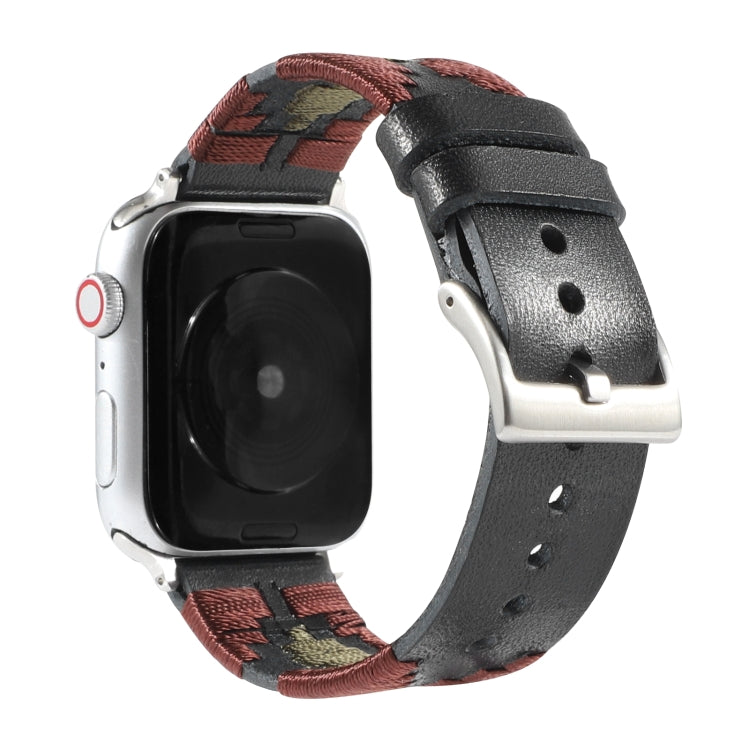 Woven Contrast Leather Strap, For Apple Watch Ultra 49mm / Series 8&amp;7 45mm / SE 2&amp;6&amp;SE&amp;5&amp;4 44mm / 3&amp;2&amp;1 42mm, For Apple Watch Series 8&amp;7 41mm / SE 2&amp;6&amp;SE&amp;5&amp;4 40mm / 3&amp;2&amp;1 38mm