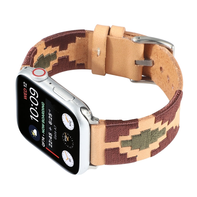 Woven Contrast Leather Strap, For Apple Watch Ultra 49mm / Series 8&7 45mm / SE 2&6&SE&5&4 44mm / 3&2&1 42mm, For Apple Watch Series 8&7 41mm / SE 2&6&SE&5&4 40mm / 3&2&1 38mm