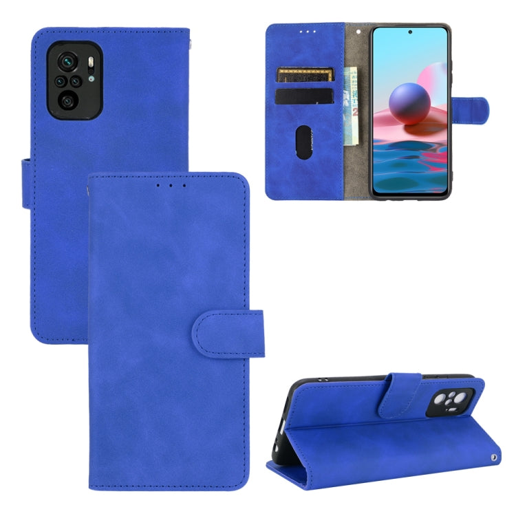 Solid Color Skin Feel Magnetic Buckle Horizontal Flip Calf Texture PU Leather Case with Holder & Card Slots & Wallet, For Xiaomi Redmi Note 10S