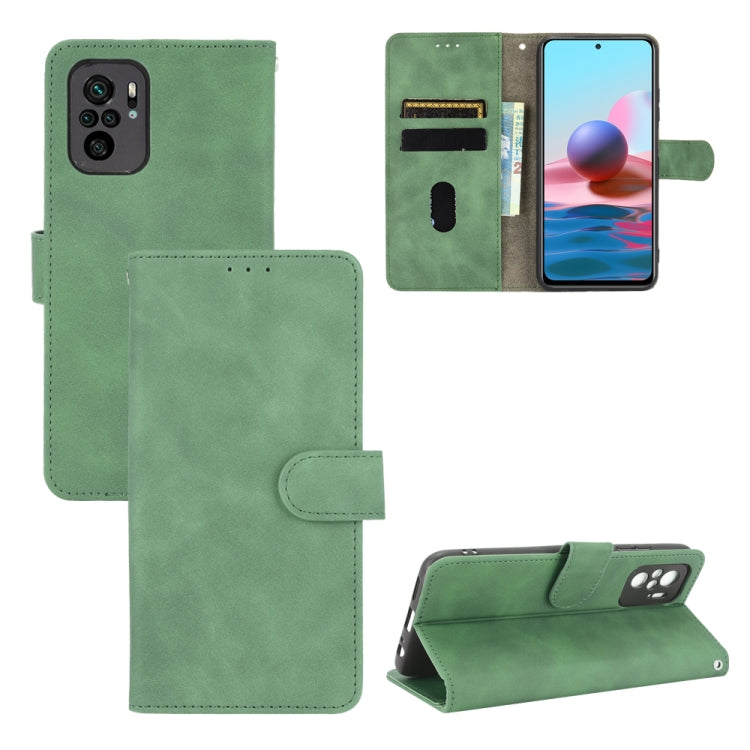 Solid Color Skin Feel Magnetic Buckle Horizontal Flip Calf Texture PU Leather Case with Holder & Card Slots & Wallet, For Xiaomi Redmi Note 10S