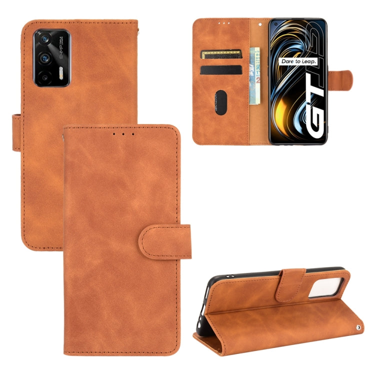 Solid Color Skin Feel Magnetic Buckle Horizontal Flip PU Leather Case with Holder & Card Slots & Wallet, For OPPO Realme GT 5G