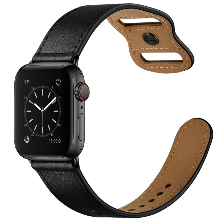 Double Hole Leather Watchband For Apple Watch Series 6 &amp; SE &amp;, 5 &amp; 4 44mm / 3 &amp; 2 &amp; 1 42mm, 5 &amp; 4 40mm / 3 &amp; 2 &amp; 1 38mm