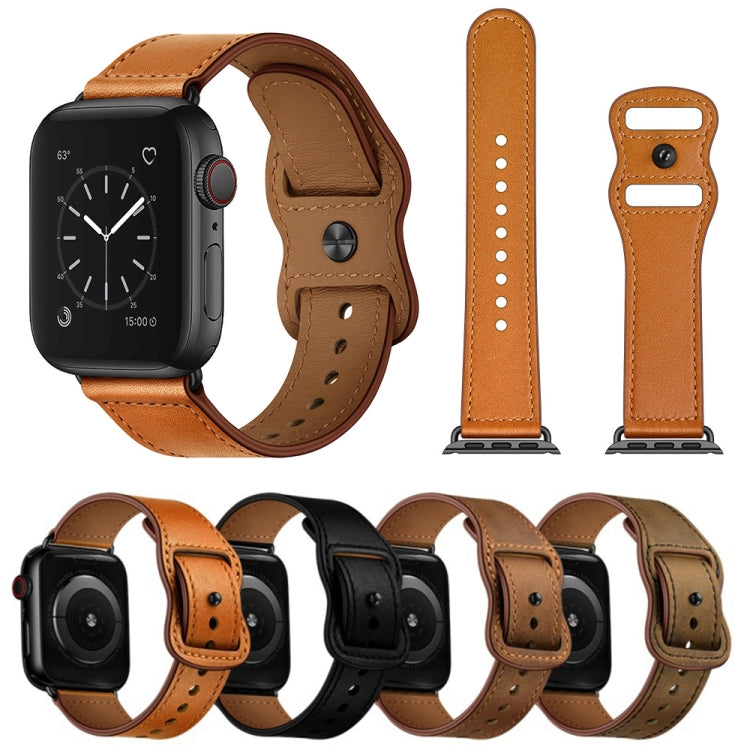 Double Hole Leather Watchband For Apple Watch Series 6 &amp; SE &amp;, 5 &amp; 4 44mm / 3 &amp; 2 &amp; 1 42mm, 5 &amp; 4 40mm / 3 &amp; 2 &amp; 1 38mm