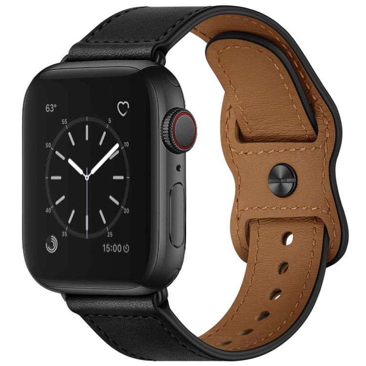 Double Hole Leather Watchband For Apple Watch Series 6 &amp; SE &amp;, 5 &amp; 4 44mm / 3 &amp; 2 &amp; 1 42mm, 5 &amp; 4 40mm / 3 &amp; 2 &amp; 1 38mm