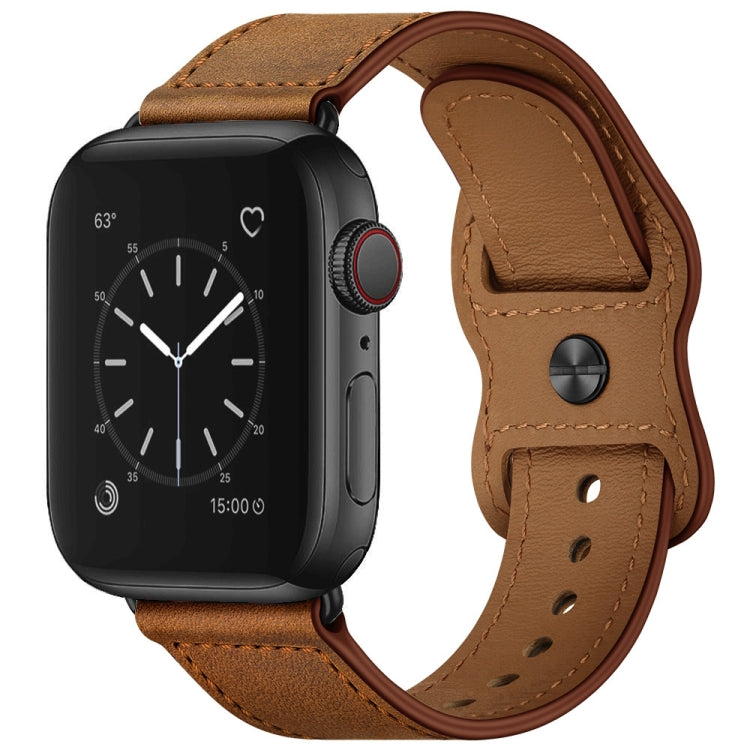 Double Hole Leather Watchband For Apple Watch Series 6 &amp; SE &amp;, 5 &amp; 4 44mm / 3 &amp; 2 &amp; 1 42mm, 5 &amp; 4 40mm / 3 &amp; 2 &amp; 1 38mm