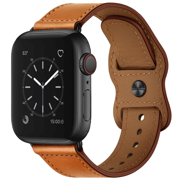 Double Hole Leather Watchband For Apple Watch Series 6 &amp; SE &amp;, 5 &amp; 4 44mm / 3 &amp; 2 &amp; 1 42mm, 5 &amp; 4 40mm / 3 &amp; 2 &amp; 1 38mm