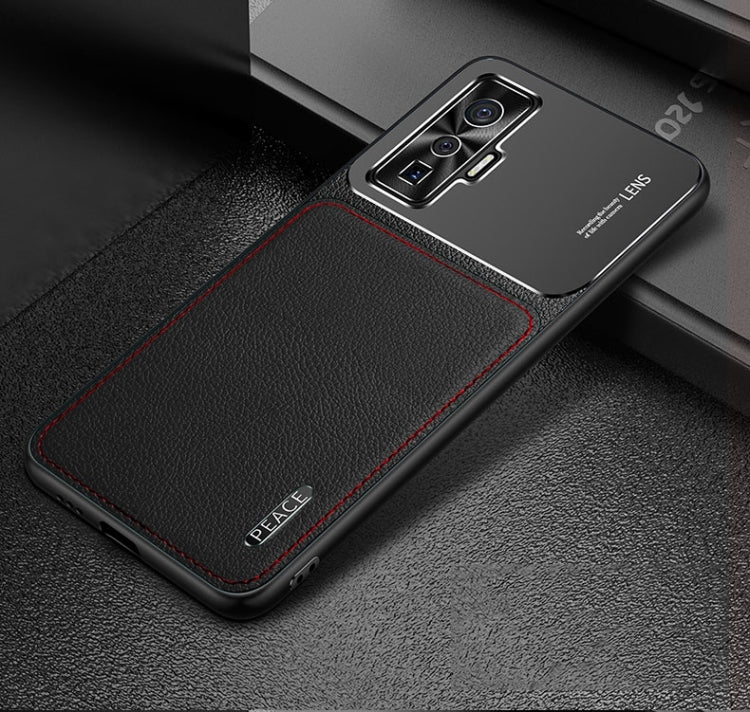 Frosted Metal + Leather Texture Protective Case, For vivo iQOO 5 5G, For iPhone 11