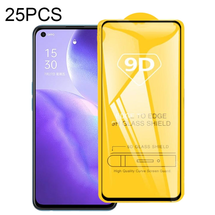 For OPPO A74 5G 25pcs 9D Full Glue Full Screen Tempered Glass Film, For OPPO Reno5 Z (25 PCS), For OPPO A74 5G (25 PCS), For OPPO F19 (25 PCS), For OPPO A54 (25 PCS), For OPPO Find X3 Lite (25 PCS), For OPPO F19 Pro / F19 Pro+ (25 PCS)