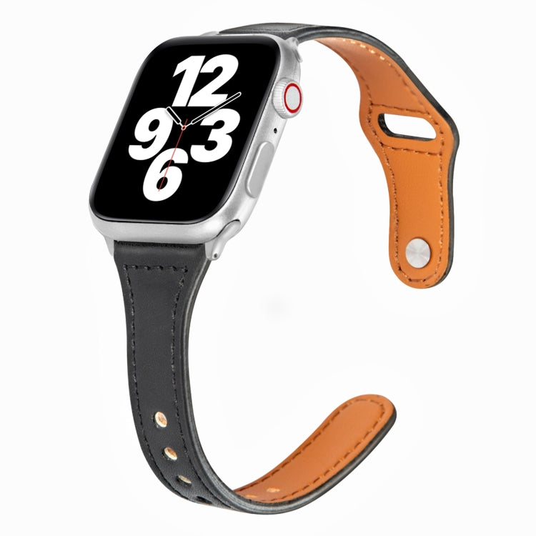 Universal T-shaped Thin Reverse Buckle Leather Watch Strap, For Apple Watch Ultra 49mm / Series 8&7 45mm / SE 2&6&SE&5&4 44mm / 3&2&1 42mm, For Apple Watch Series 8&7 41mm / SE 2&6&SE&5&4 40mm / 3&2&1 38mm