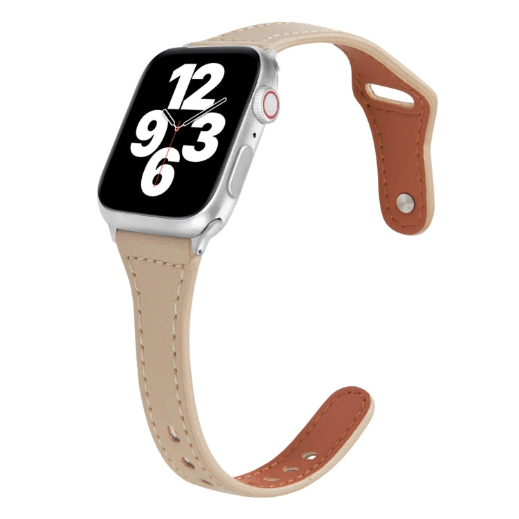 Universal T-shaped Thin Reverse Buckle Leather Watch Strap, For Apple Watch Ultra 49mm / Series 8&7 45mm / SE 2&6&SE&5&4 44mm / 3&2&1 42mm, For Apple Watch Series 8&7 41mm / SE 2&6&SE&5&4 40mm / 3&2&1 38mm