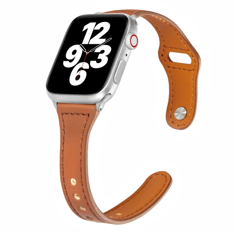 Universal T-shaped Thin Reverse Buckle Leather Watch Strap, For Apple Watch Ultra 49mm / Series 8&7 45mm / SE 2&6&SE&5&4 44mm / 3&2&1 42mm, For Apple Watch Series 8&7 41mm / SE 2&6&SE&5&4 40mm / 3&2&1 38mm