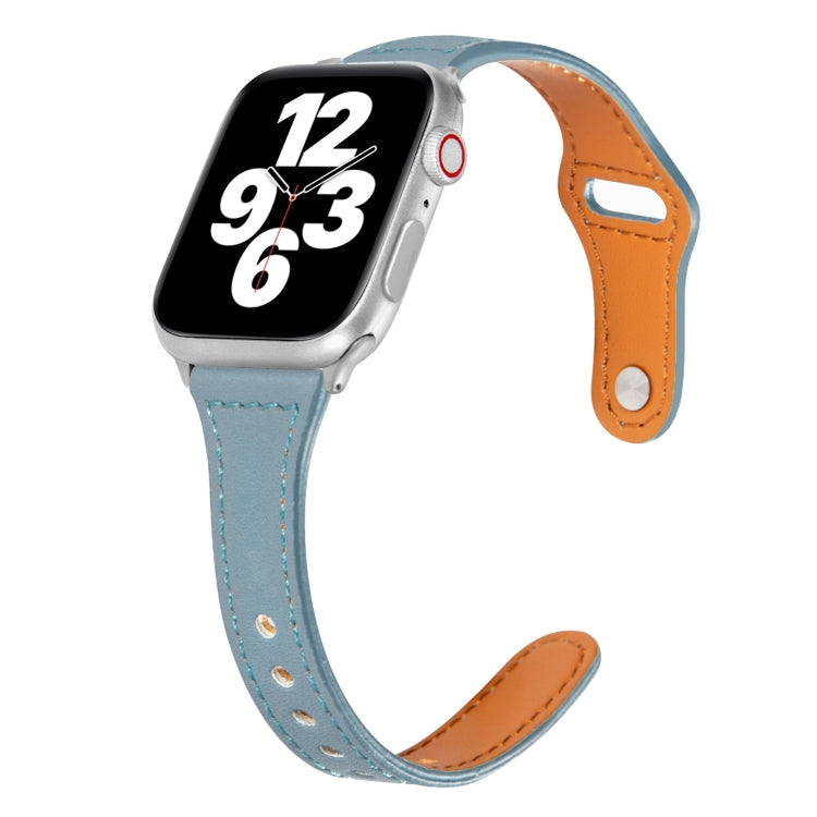 Universal T-shaped Thin Reverse Buckle Leather Watch Strap, For Apple Watch Ultra 49mm / Series 8&7 45mm / SE 2&6&SE&5&4 44mm / 3&2&1 42mm, For Apple Watch Series 8&7 41mm / SE 2&6&SE&5&4 40mm / 3&2&1 38mm