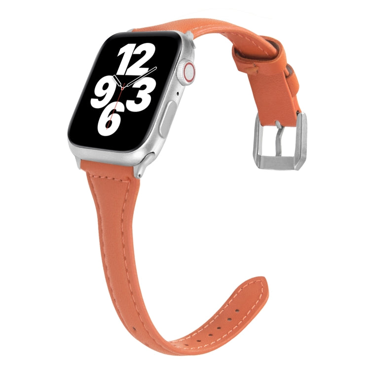 Universal T-shaped Thin Leather Watch Strap, For Apple Watch Series 7 45mm / 6 &amp; SE &amp; 5 &amp; 4 44mm / 3 &amp; 2 &amp; 1 42mm, For Apple Watch Series 7 41mm / 6 &amp; SE &amp; 5 &amp; 4 40mm / 3 &amp; 2 &amp; 1 38mm