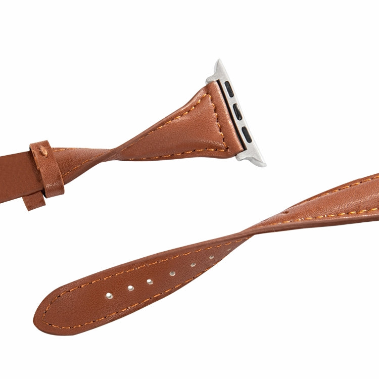 Universal T-shaped Thin Leather Watch Strap, For Apple Watch Series 7 45mm / 6 &amp; SE &amp; 5 &amp; 4 44mm / 3 &amp; 2 &amp; 1 42mm, For Apple Watch Series 7 41mm / 6 &amp; SE &amp; 5 &amp; 4 40mm / 3 &amp; 2 &amp; 1 38mm