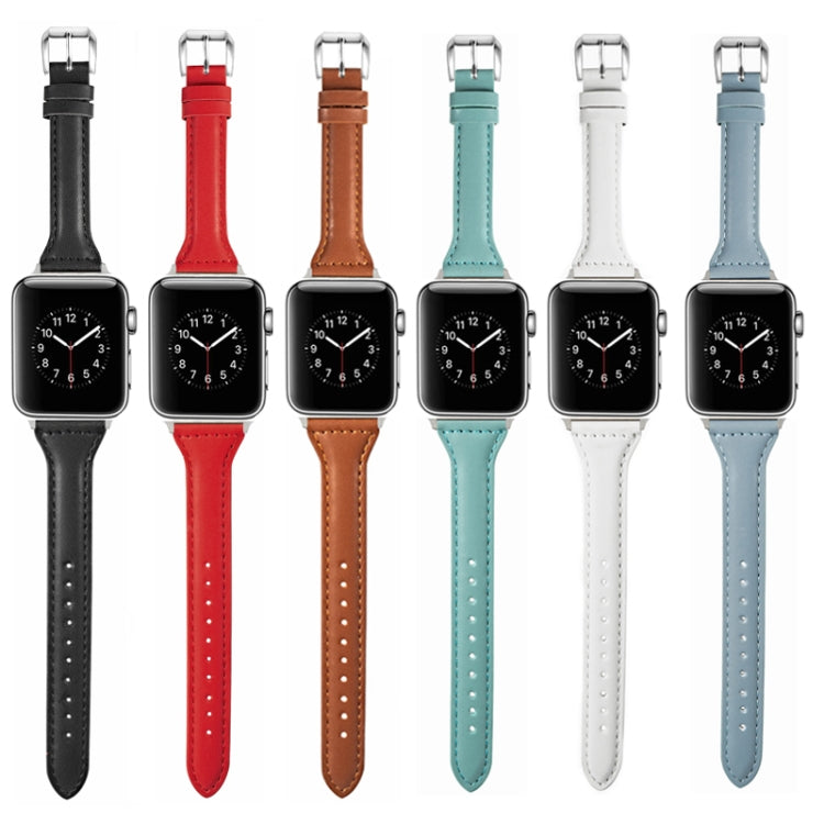 Universal T-shaped Thin Leather Watch Strap, For Apple Watch Series 7 45mm / 6 &amp; SE &amp; 5 &amp; 4 44mm / 3 &amp; 2 &amp; 1 42mm, For Apple Watch Series 7 41mm / 6 &amp; SE &amp; 5 &amp; 4 40mm / 3 &amp; 2 &amp; 1 38mm