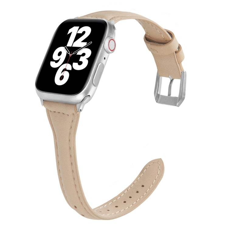 Universal T-shaped Thin Leather Watch Strap, For Apple Watch Series 7 45mm / 6 &amp; SE &amp; 5 &amp; 4 44mm / 3 &amp; 2 &amp; 1 42mm, For Apple Watch Series 7 41mm / 6 &amp; SE &amp; 5 &amp; 4 40mm / 3 &amp; 2 &amp; 1 38mm