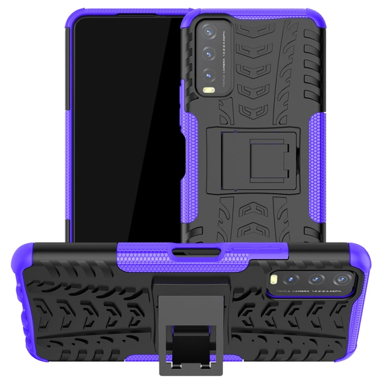 Tire Texture Shockproof TPU+PC Protective Case with Holder, For Samsung Galaxy A32 4G, For vivo Y20, For Xiaomi Redmi Note 10