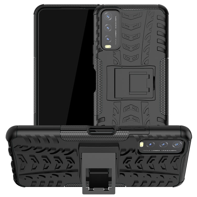 Tire Texture Shockproof TPU+PC Protective Case with Holder, For Samsung Galaxy A32 4G, For vivo Y20, For Xiaomi Redmi Note 10